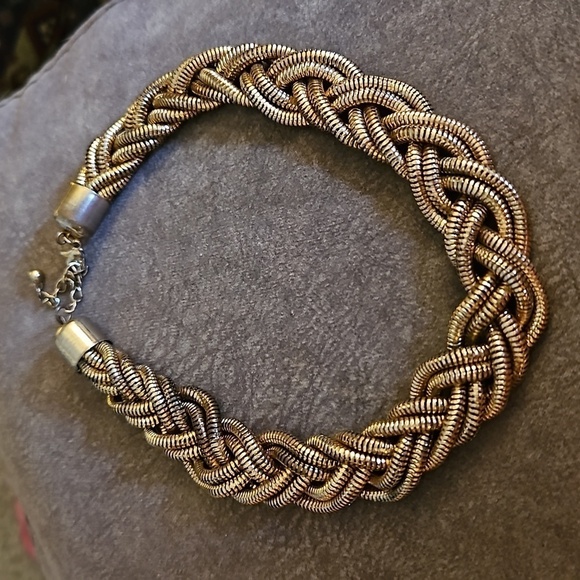VTG 1990s Chunky Braided Rose Gold Chain Necklace - Picture 8 of 12